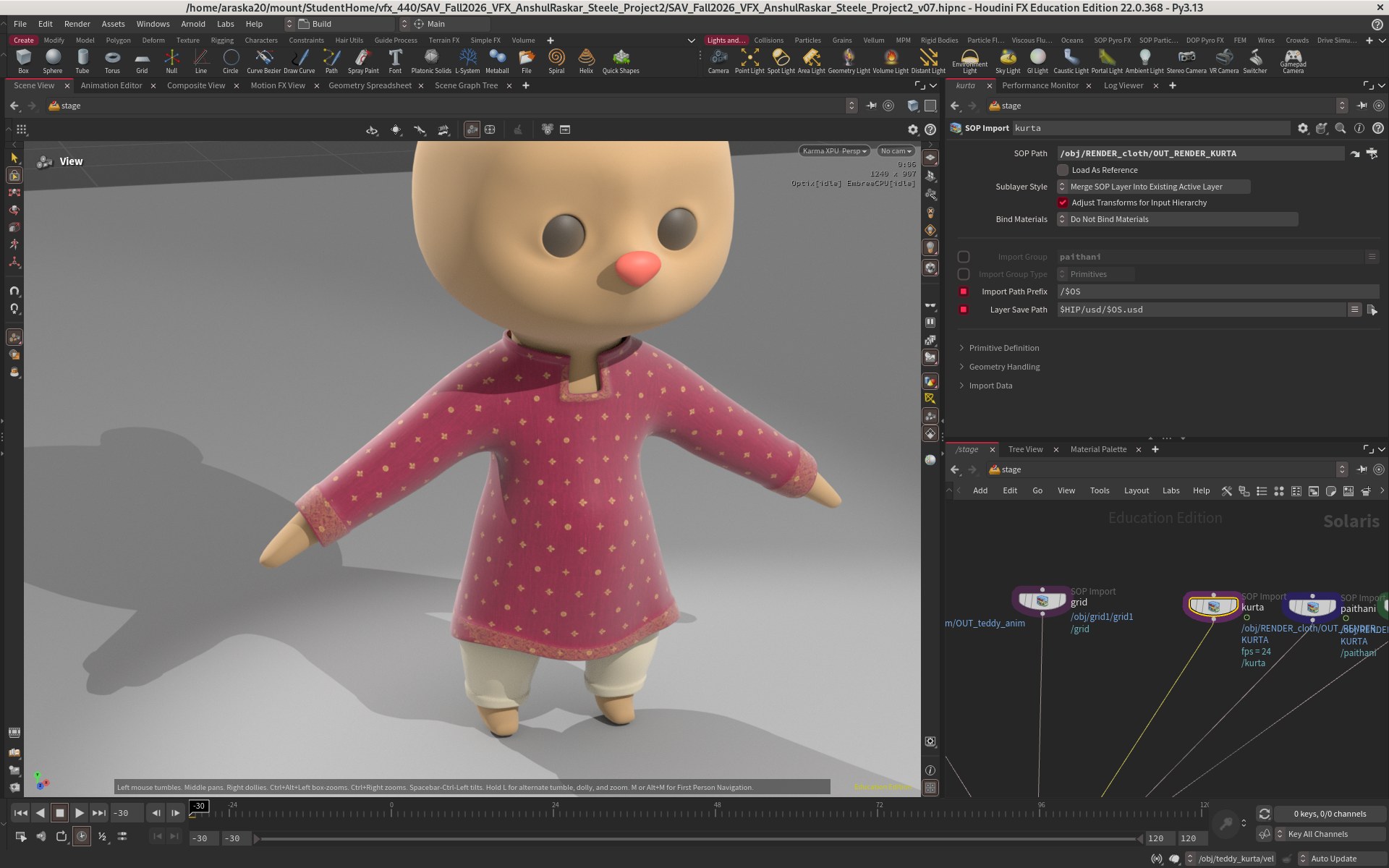 Render-mesh network driven by the simulation with Point Deform